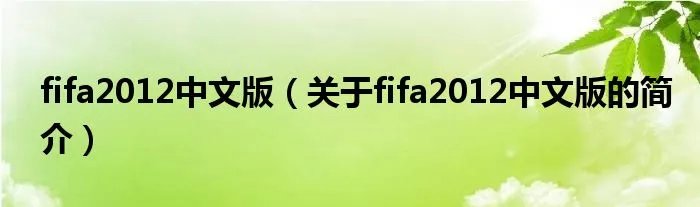 fifa2012中文版（关于fifa2012中文版的简介）