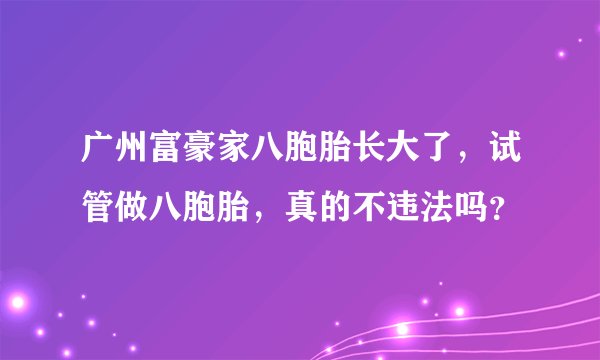 广州富豪家八胞胎长大了，试管做八胞胎，真的不违法吗？