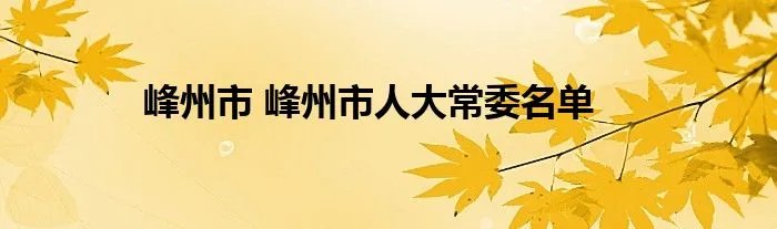 峰州市 峰州市人大常委名单