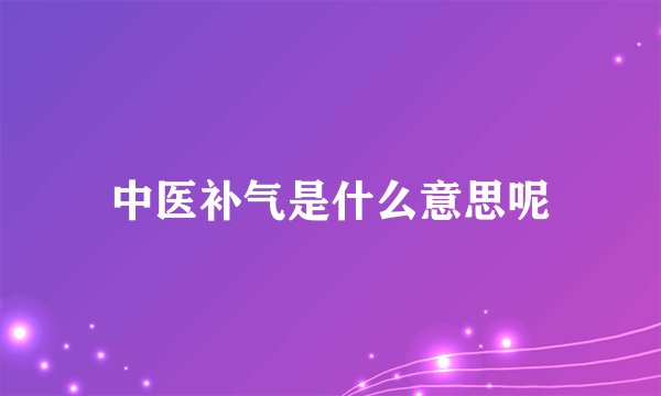 中医补气是什么意思呢