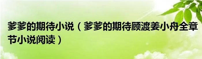 爹爹的期待小说（爹爹的期待顾渡姜小舟全章节小说阅读）