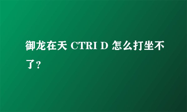 御龙在天 CTRI D 怎么打坐不了？