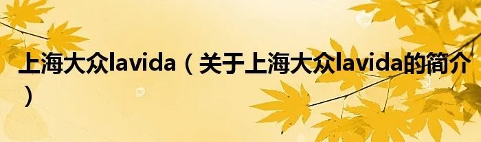 上海大众lavida（关于上海大众lavida的简介）