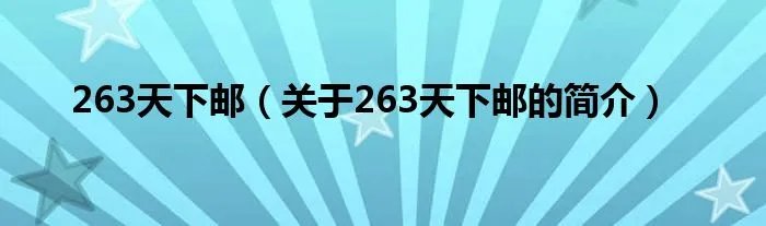 263天下邮（关于263天下邮的简介）