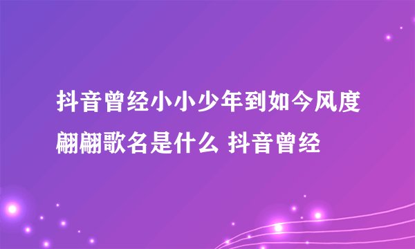 抖音曾经小小少年到如今风度翩翩歌名是什么 抖音曾经