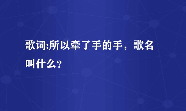 歌词:所以牵了手的手，歌名叫什么？