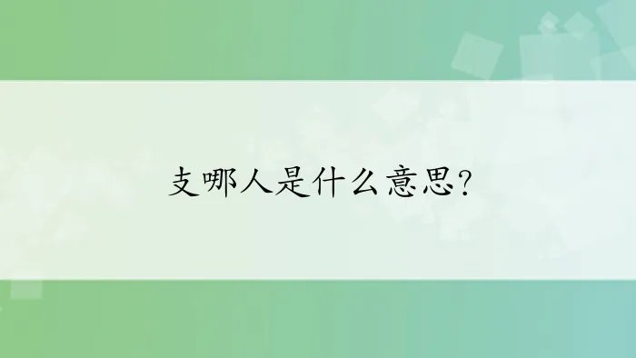 支哪人是什么意思？