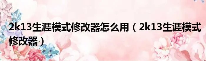 2k13生涯模式修改器怎么用（2k13生涯模式修改器）