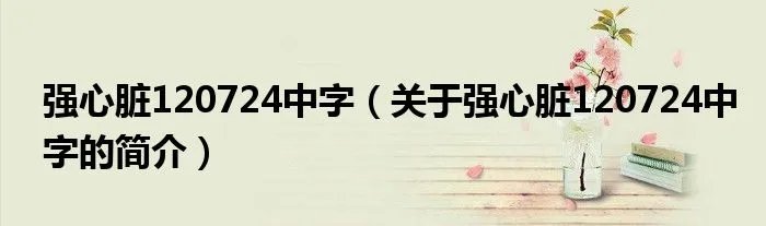 强心脏120724中字（关于强心脏120724中字的简介）
