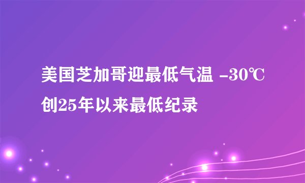 美国芝加哥迎最低气温 -30℃创25年以来最低纪录