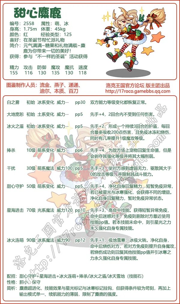 《洛克王国》甜心麋鹿技能表图鉴