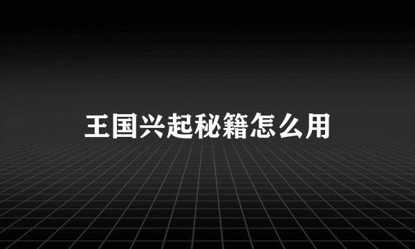 王国兴起秘籍怎么用