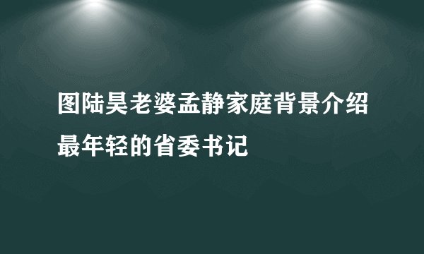 图陆昊老婆孟静家庭背景介绍最年轻的省委书记