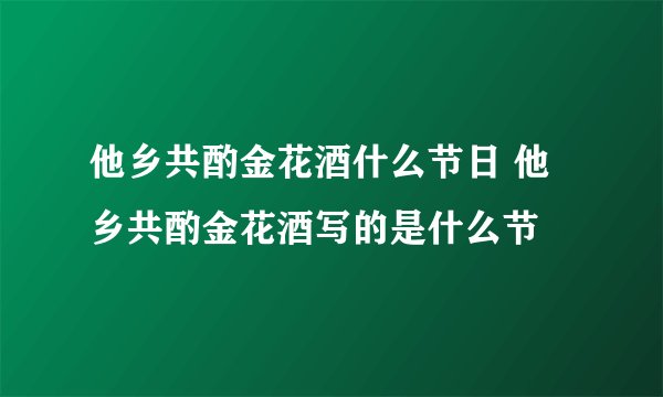 他乡共酌金花酒什么节日 他乡共酌金花酒写的是什么节 