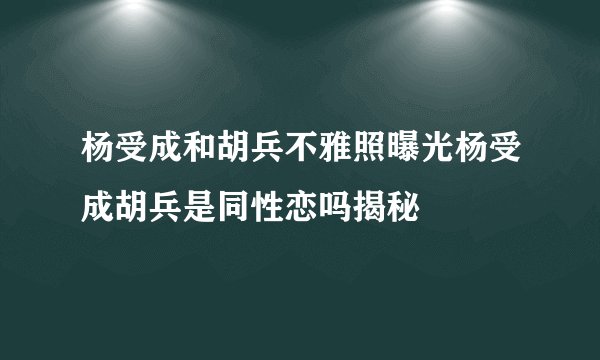 杨受成和胡兵不雅照曝光杨受成胡兵是同性恋吗揭秘