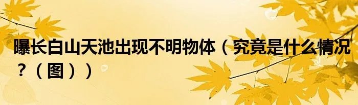曝长白山天池出现不明物体（究竟是什么情况？（图））