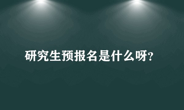 研究生预报名是什么呀？