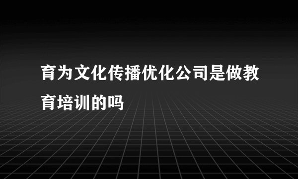 育为文化传播优化公司是做教育培训的吗