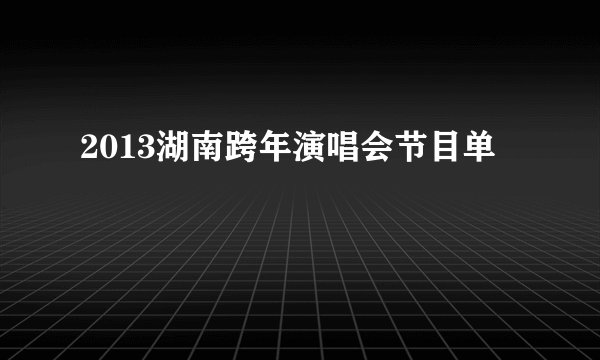 2013湖南跨年演唱会节目单