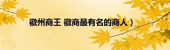 徽州商王 徽商最有名的商人）