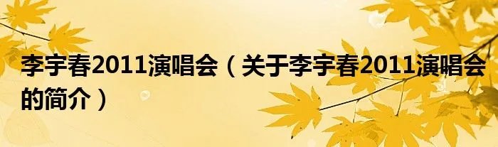 李宇春2011演唱会（关于李宇春2011演唱会的简介）