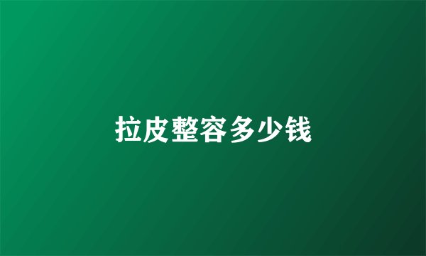 拉皮整容多少钱