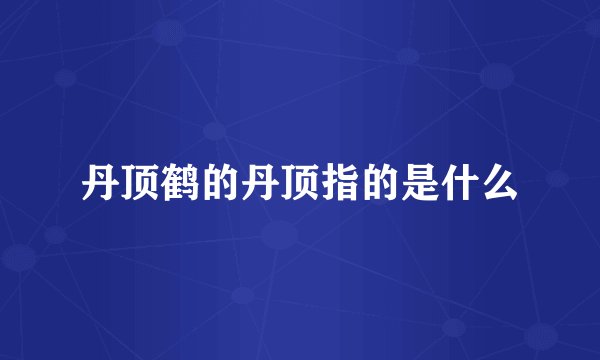 丹顶鹤的丹顶指的是什么