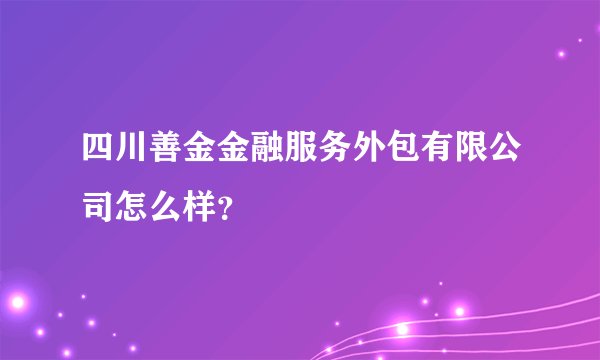 四川善金金融服务外包有限公司怎么样？