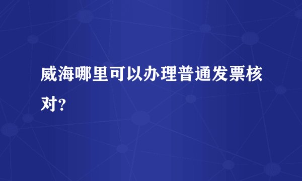 威海哪里可以办理普通发票核对？