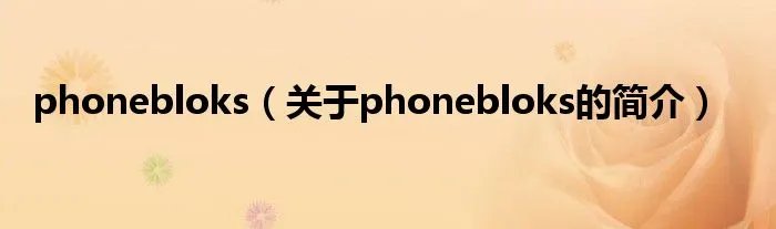 phonebloks（关于phonebloks的简介）