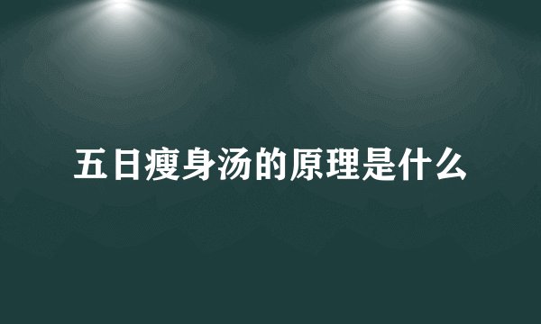 五日瘦身汤的原理是什么