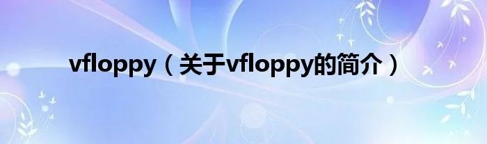 vfloppy（关于vfloppy的简介）