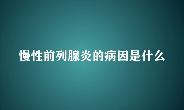 慢性前列腺炎的病因是什么