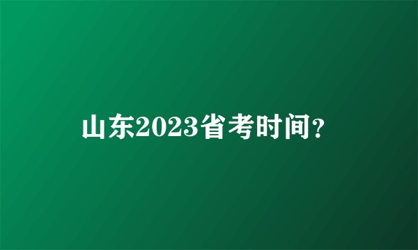 山东2023省考时间？