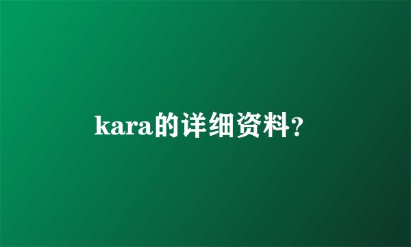 kara的详细资料？
