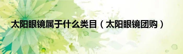 太阳眼镜属于什么类目（太阳眼镜团购）