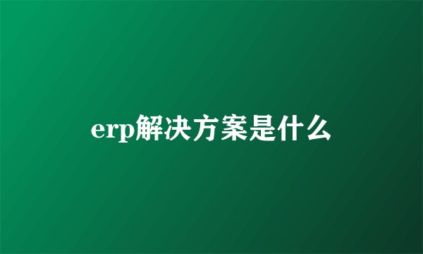 erp解决方案是什么
