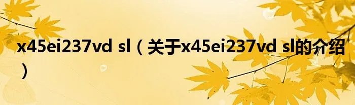 x45ei237vd sl（关于x45ei237vd sl的介绍）