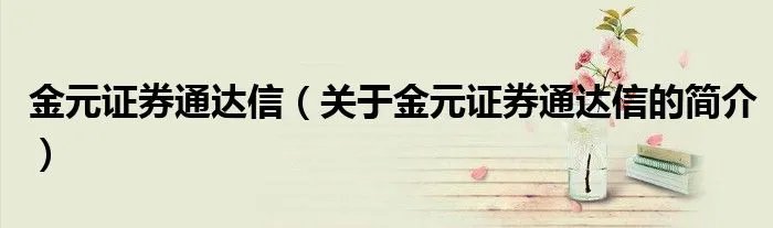 金元证券通达信（关于金元证券通达信的简介）