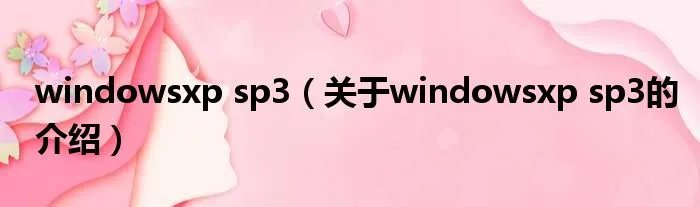 windowsxp sp3（关于windowsxp sp3的介绍）