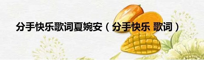分手快乐歌词夏婉安（分手快乐 歌词）