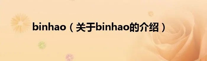 binhao（关于binhao的介绍）