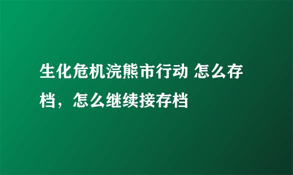 生化危机浣熊市行动 怎么存档，怎么继续接存档