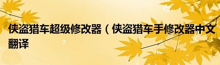 侠盗猎车超级修改器（侠盗猎车手修改器中文翻译