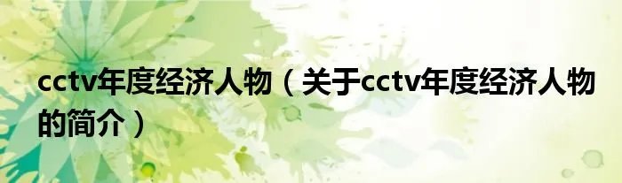 cctv年度经济人物（关于cctv年度经济人物的简介）