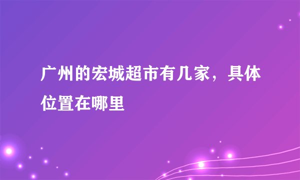 广州的宏城超市有几家，具体位置在哪里