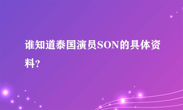 谁知道泰国演员SON的具体资料？