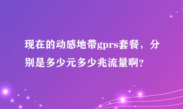 现在的动感地带gprs套餐，分别是多少元多少兆流量啊？