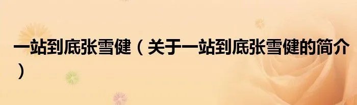 一站到底张雪健（关于一站到底张雪健的简介）