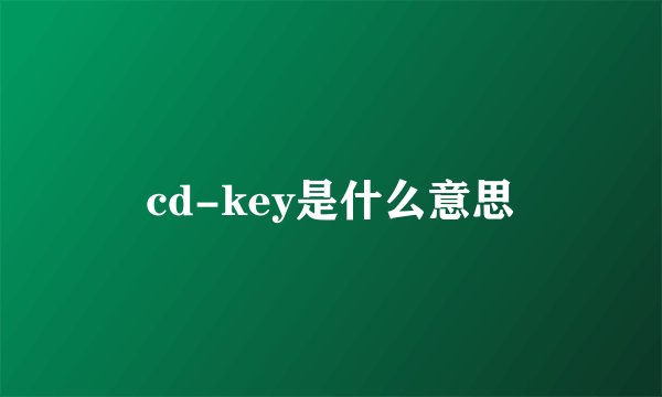 cd-key是什么意思